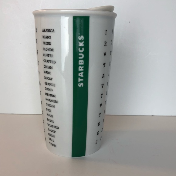 Starbucks Kitchen Crossword Ceramic Travel Mug Tumbler Poshmark